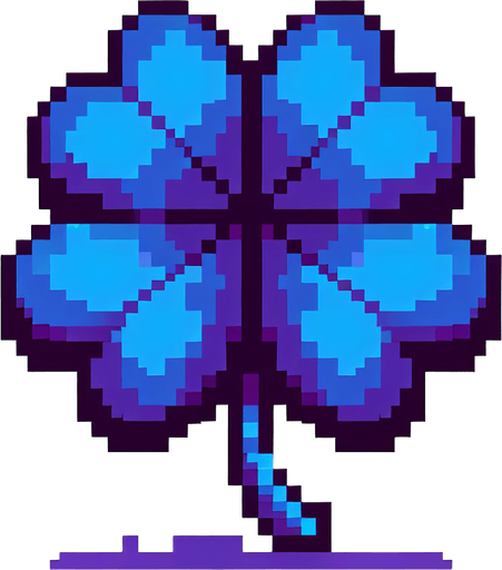 pixel art of a 4 leaf indigo clover....
Single Game Texture. In-Game asset. 2d. Blank background. High contrast. No shadows.