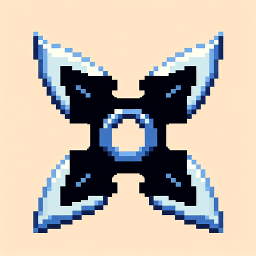 8-bit pixel shuriken.
Single Game Texture. In-Game asset. 2d. Blank background. High contrast. No shadows.