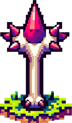 bone spike, I want the art style to reflect a classic 16-bit retro pixel art aesthetic, reminiscent of early 1990s RPGs with vibrant colors...
Single Game Texture. In-Game asset. 2d. Blank background. High contrast. No shadows.