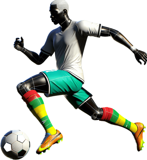 Footballeur couleur.
Single Game Texture. In-Game asset. 3D
 Blank background. High contrast. No shadows.