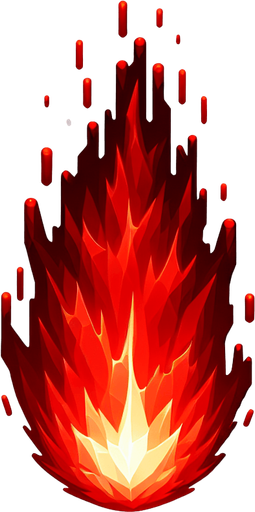 Red fiery bullet.
Single Game Texture. In-Game asset. 2d. Blank background. High contrast. No shadows.