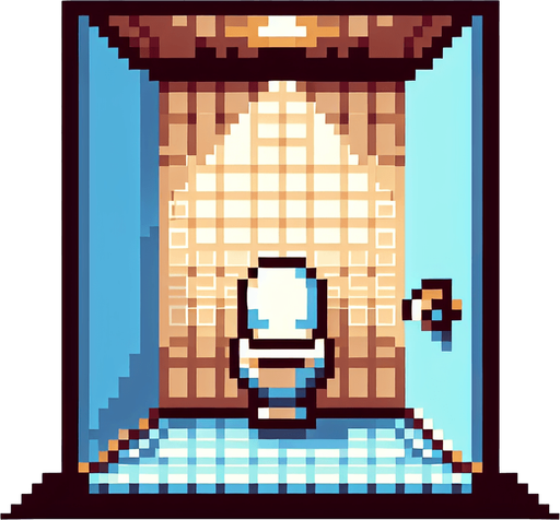 minimalist bathroom. pixelated. 8-bit.
Single Game Texture. In-Game asset. 2d. Blank background. High contrast. No shadows.