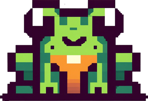 cute jumping frog seen from the frog. ixelated. 8-bit