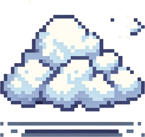 pixelart. A beautiful small puffy white cloud..
Single Game Texture. In-Game asset. 2d. Blank background. High contrast. No shadows.