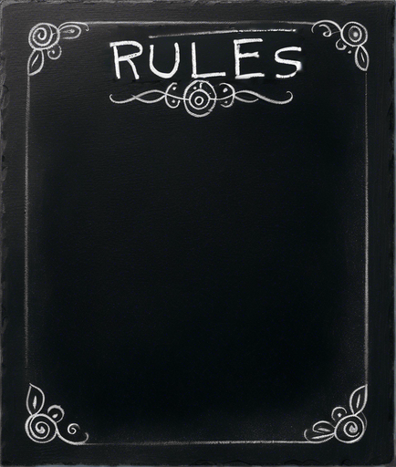 "RULES" handwritten in chalk