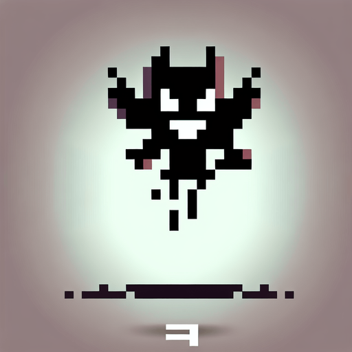 cartoon 8-bit  evil shadow sprite. flying. no legs..
Single Game Texture. In-Game asset. 2d. Blank background. High contrast. No shadows.