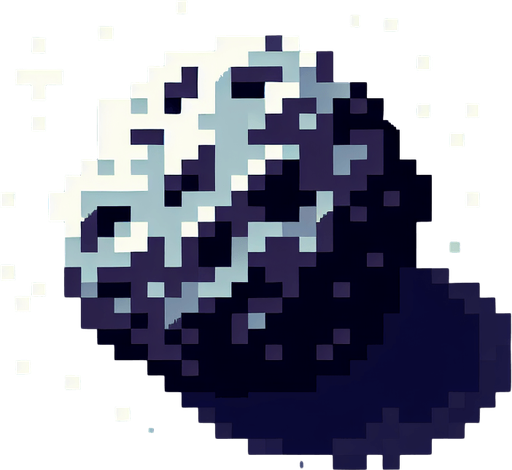 pixel art of a asteroid.
Game asset. 2d. Blank background. High contrast. No shadows.