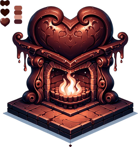 a chocolate hearth.
Single Game Texture. In-Game asset. 2d. Blank background. High contrast. No shadows.