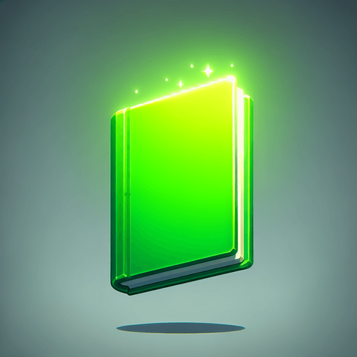 Green Notebook.
Single Game Texture. In-Game asset. 2d. Blank background. High contrast. No shadows.