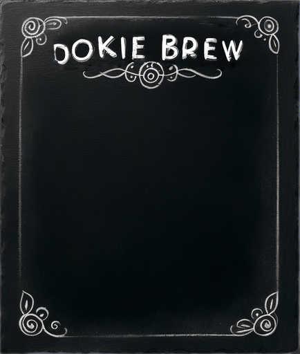 Text "ROOKIE BREW" handwritten in chalk