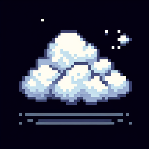 pixelart. A beautiful small puffy white cloud..
Single Game Texture. In-Game asset. 2d. Blank background. High contrast. No shadows.