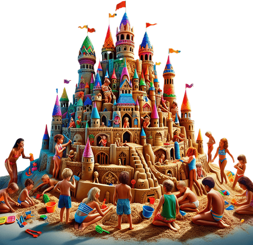 Un château de sable pour enfant.
Image coloré