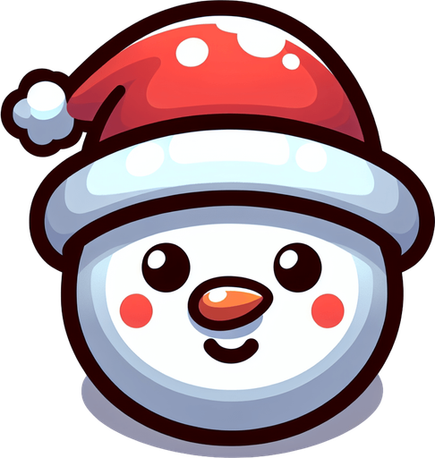 Cartoon Christmas snow man head.
Single Game Texture. In-Game asset. 2d. Blank background. High contrast. No shadows.