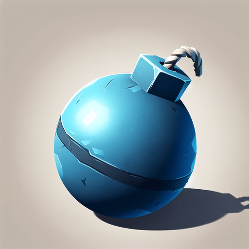 blue bomb.
Single Game Texture. In-Game asset. 2d. Blank background. High contrast. No shadows.