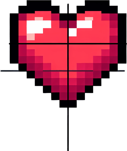 Pixel art heart icon . Single Game Texture. In-Game asset. 2d. Blank background. High contrast. No shadows.