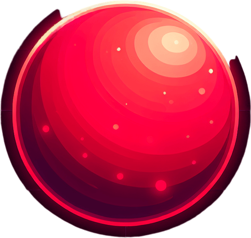 round red luminous ball.
Single Game Texture. In-Game asset. 2d. Blank background. High contrast. No shadows.