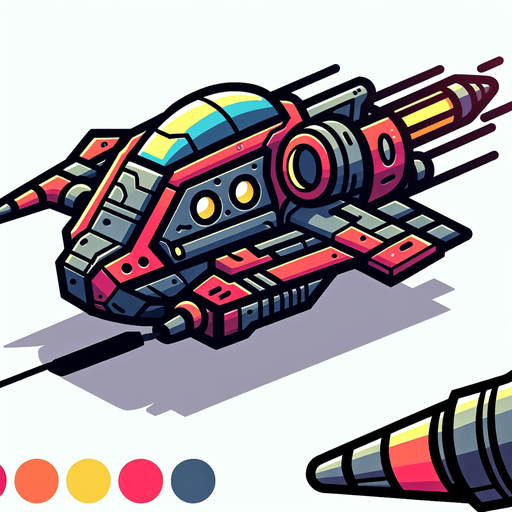 sci-fi cartoon spaceship.
Single Game Texture. In-Game asset. 2d. Blank background. High contrast. No shadows.