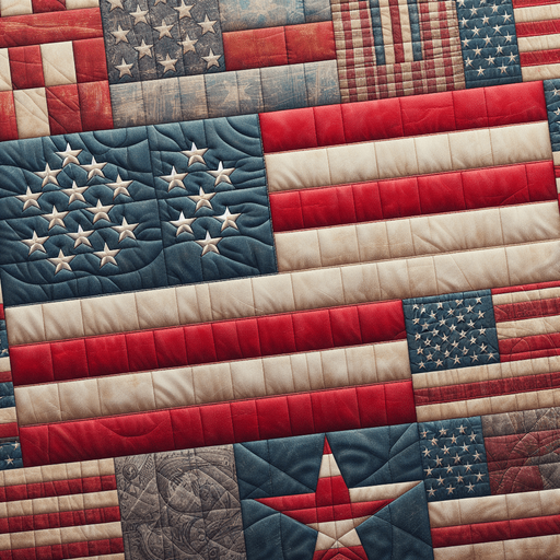 Drapeau national des USA en fond d'un patchwork des États américains..
Single Game Texture. In-Game asset. 2d. Blank background. High contrast. No shadows.