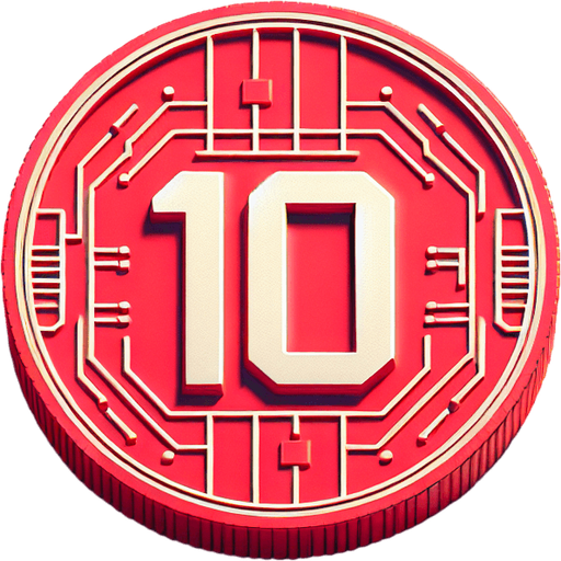 A red coin wher we can see '-10' written on it...
Single Game Texture. In-Game asset. 2d. Blank background. High contrast. No shadows.