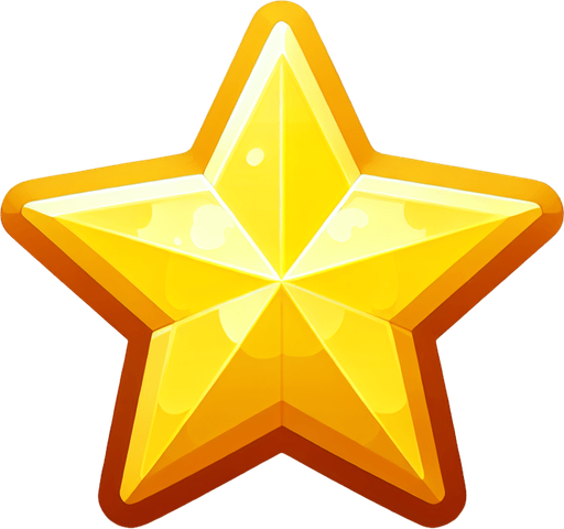 A small light yellow star..
Single Game Texture. In-Game asset. 2d. Blank background. High contrast. No shadows.