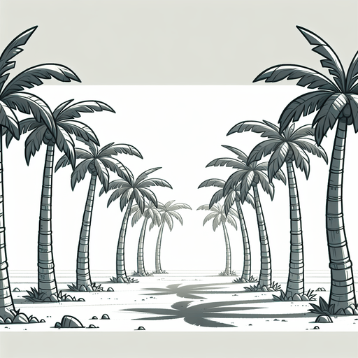 Palmtrees line. Cartoon. Single Game Texture. In-Game asset. 2d. Blank background. High contrast. No shadows..
Single Game Texture. In-Game asset. 2d. Blank background. High contrast. No shadows.