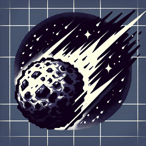 meteor.
Single Game Texture. In-Game asset. 2d. Blank background. High contrast. No shadows.