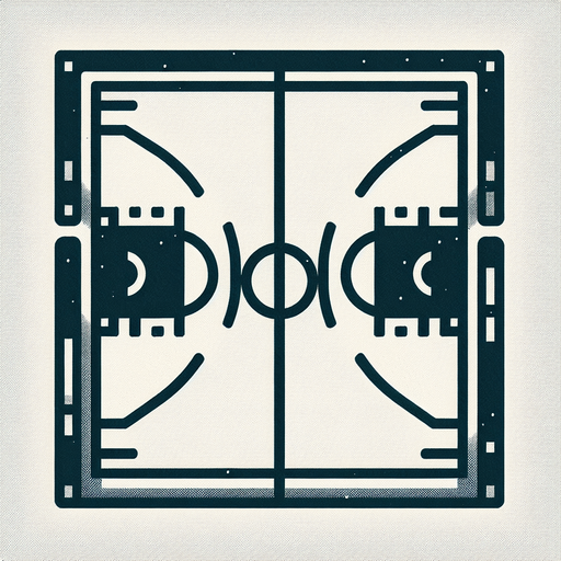 Retro-style image of a half of a basketball court, ressembling the line graphics from Amiga games of the 1970s.
Ultra basic with only one color, only 2 rectangles and two arcs !.
Ultra basic with only one color, only 2 rectangles and two arcs !