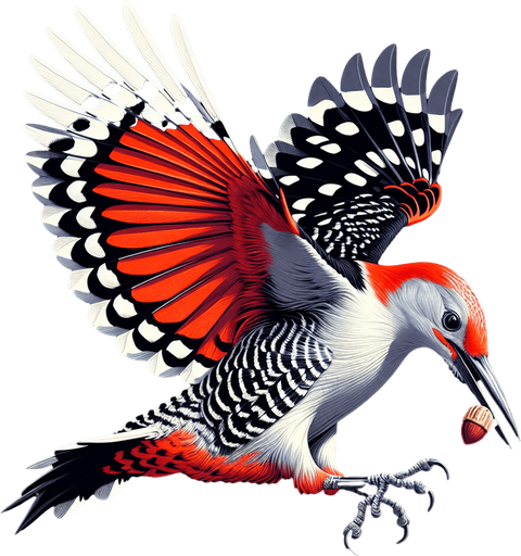 flying Red-bellied Woodpecker.