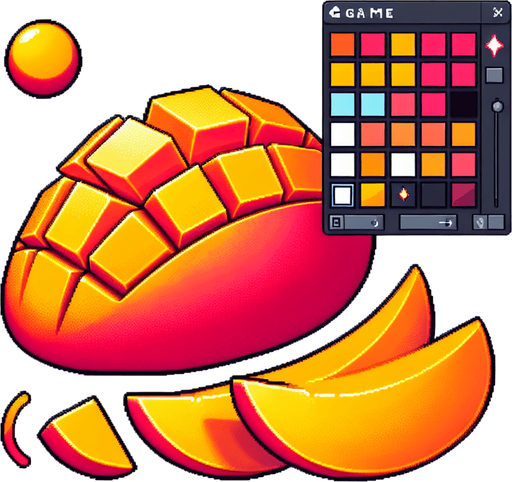 A delicious slice of mango.
Single Game Texture. In-Game asset. 2d. Blank background. High contrast. No shadows.