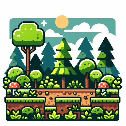 Cartoonic Forest, perfect for arcade..
Single Game Texture. In-Game asset. 2d. Blank background. High contrast. No shadows.