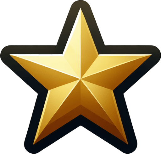 plain gold star, no outline
Single Game Texture. In-Game asset. 2d. Blank background. High contrast. No shadows.