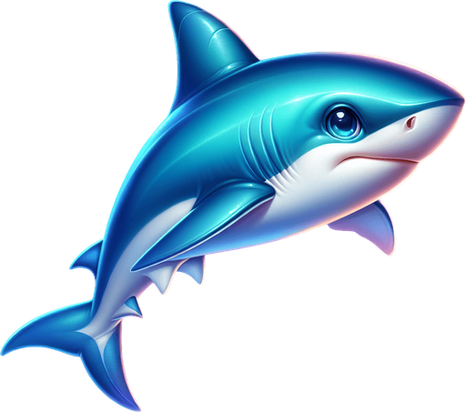 Cute Baby shark..
. 2024 game style. Side view. Photorealistic