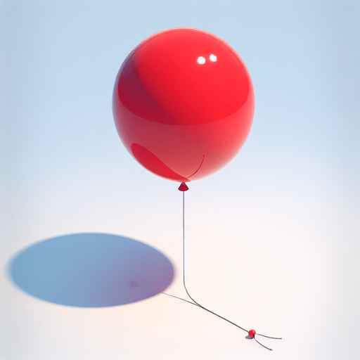 a simple red balloon on a string.
Single Game Texture. In-Game asset. 2d. Blank background. High contrast. No shadows.