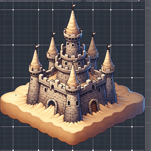 Realistic sand castle..
Single Game Texture. In-Game asset. 2d. Blank background. High contrast. No shadows.