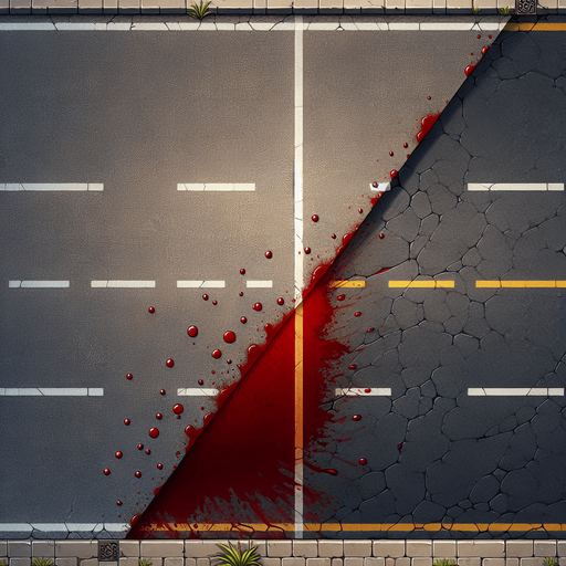 The background is half a road with blood.
Single Game Texture. In-Game asset. 2d. Blank background. High contrast. No shadows.