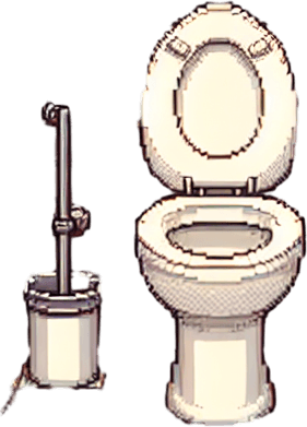 toilet room background.
Single Game Texture. In-Game asset. 2d. Blank background. High contrast. No shadows.