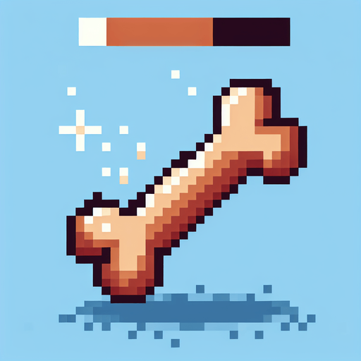 pixel art dog bone.
Single Game Texture. In-Game asset. 2d. Blank background.