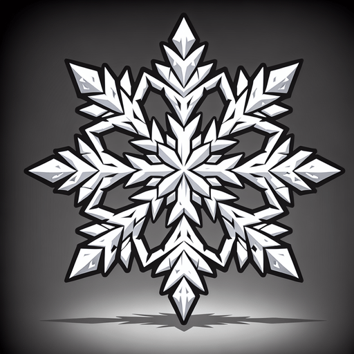 a single white snowflake Single Game Texture. In-Game asset. 2d. Blank background. High contrast. No shadows.