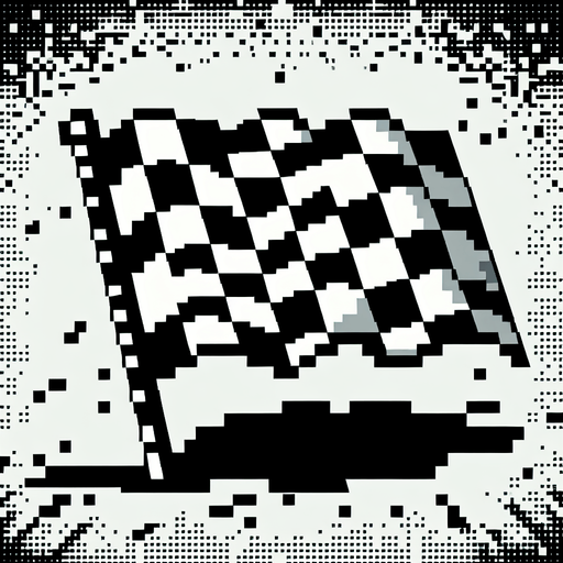 Finish flag.
Retro gaming style