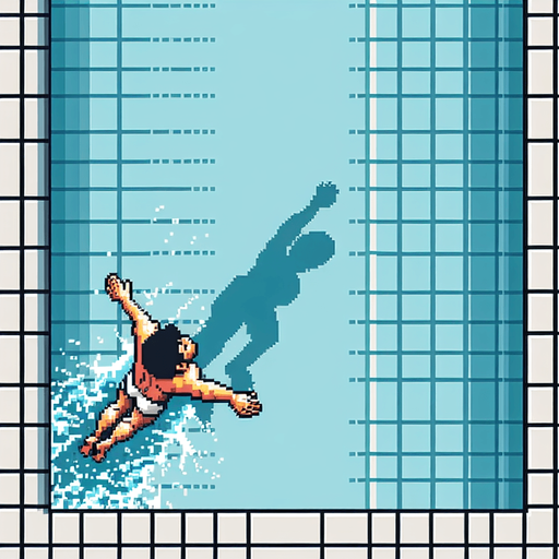 swimmer struggling to stay afloat, as if he's drowning. bird-eye view perspective. 8-bit pixelated.
Single Game Texture. In-Game asset. 2d. Blank background. High contrast. No shadows.