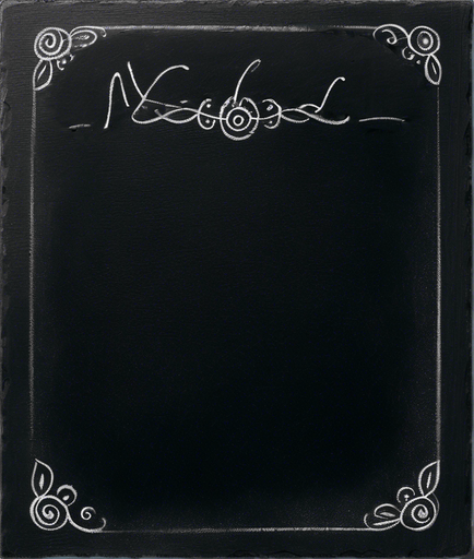 Text "NOVICE BLEND" in chalk, handwritten, small