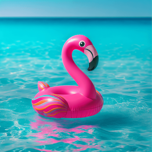 Une bouée flamand rose.
Image coloré