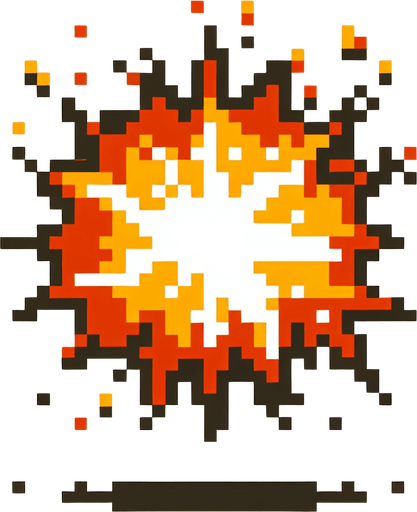 Pixel art explosion, retro
Single Game Texture. In-Game asset. 2d. Blank background. High contrast. No shadows.