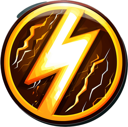 Round powerup. Lightning icon pointing up.
Single Game Texture. In-Game asset. 2d. Pixelart. White background. Blank background. Low detail. High contrast.