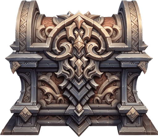 Chest.
Single Game Texture. In-Game asset. 2d. Blank background. High contrast. No shadows.