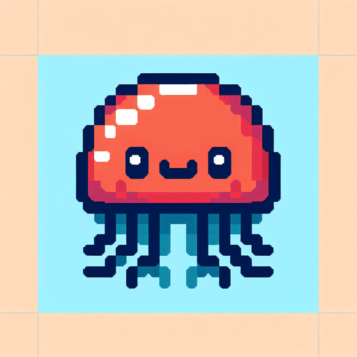 8bit. cartoon. jellyfish..
Single Game Texture. In-Game asset. 2d. Blank background. High contrast. No shadows.