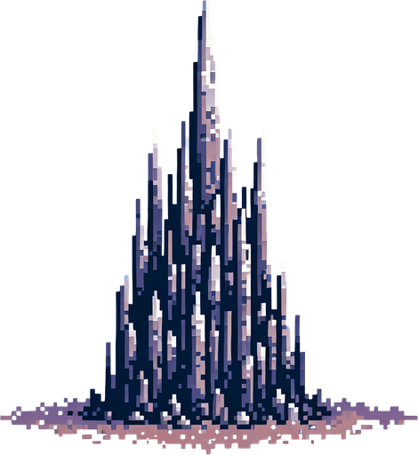 stalactite spike, front view, I want the art style to reflect a classic 16-bit retro pixel art aesthetic, reminiscent of early 1990s RPGs..
Single Game Texture. In-Game asset. 2d. Blank background. High contrast. No shadows.