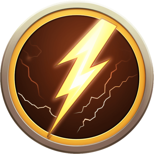 Round powerup. Lightning icon pointing up.
Single Game Texture. In-Game asset. 2d. Pixelart. White background. Blank background. Low detail. High contrast.