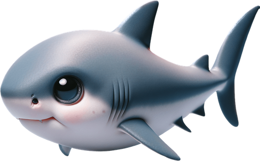 Cute Baby shark..
. 2024 game style. Side view. Photorealistic