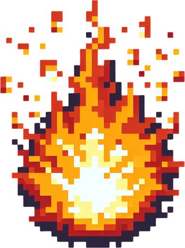 pixel art flame particle.
Single Game Texture. In-Game asset. 2d. Blank background. High contrast. No shadows.